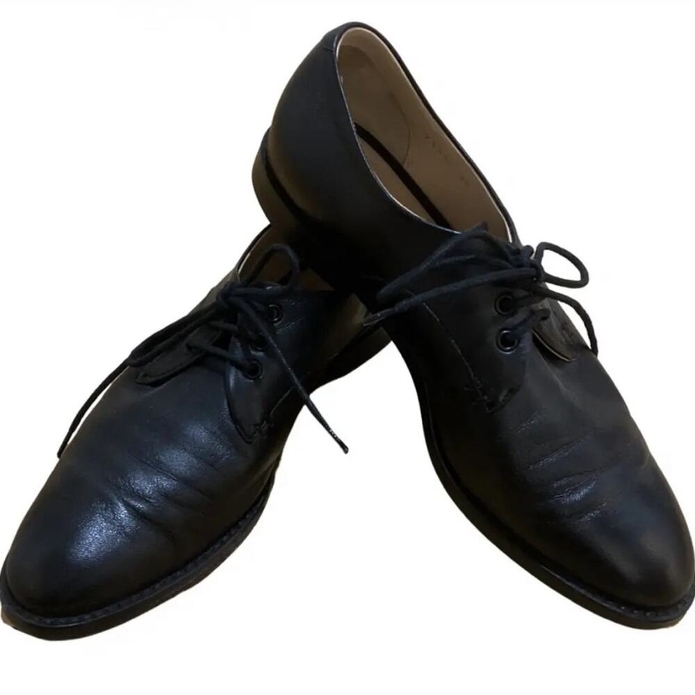 DEAR‎ FRANCES LEATHER MADE IN ITALY BLACK FLATS SIZE 39 #71367